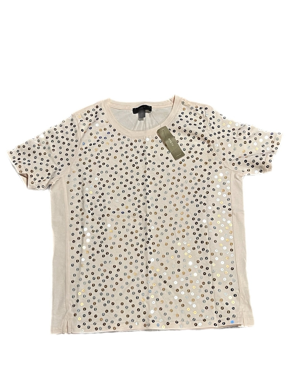 NWT J. Crew Pale Pink Sequin Short Sleeve Tee